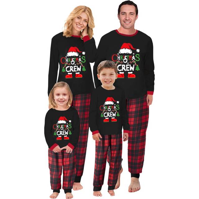 (Dad-34) Family Matching Christmas Pajamas for Adults Kids Baby Pet Letter Print Long Sleeve Tops Stripe Snowflake Pants Xmas Loungewear
