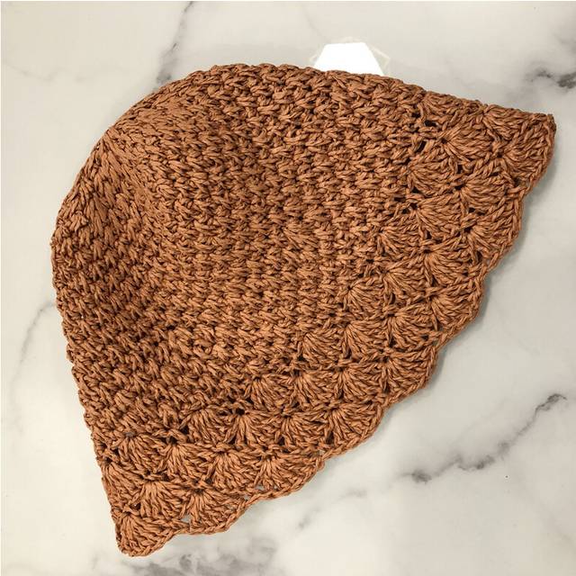 (Orange) Straw Handmade Bucket Hat Korean Version Of Summer Sun Visor Visor Fisherman Hat