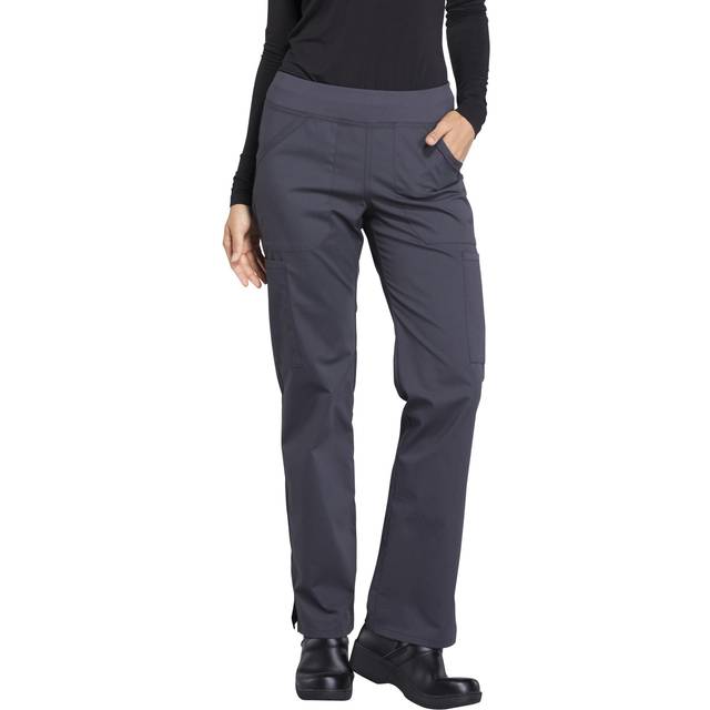 CHEROKEE Workwear Professionals Women Scrubs Pant Mid Rise Straight Leg Pull-on Cargo Plus Size WW170T  2XL Tall  Pewter