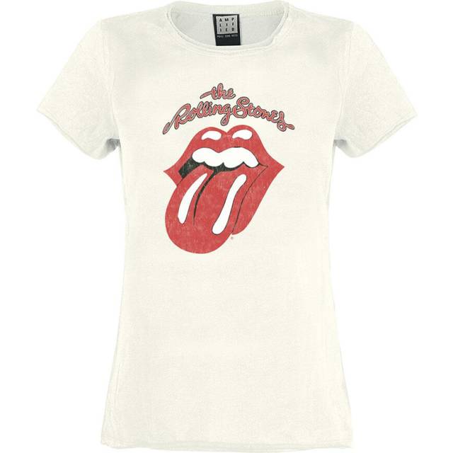 (S, Vintage White) Amplified Womens/Ladies Vintage Tongue The Rolling Stones T-Shirt