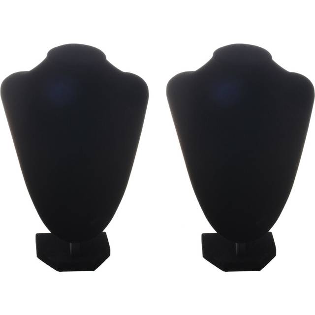 2X Shop Mannequin Bust Jewelry Necklace Pendant Earring Display Stand Holder Black-XL