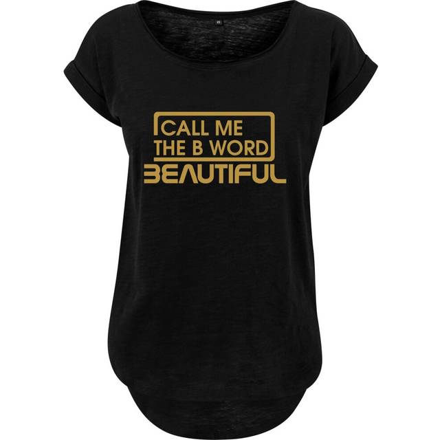 (Black, L) Women's Call Me The B Word Beautiful Slub T-Shirt