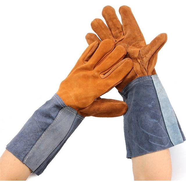 Welding Gloves Welders Work Soft Cowhide Leather Plus Gloves for Protecting Hand Tool