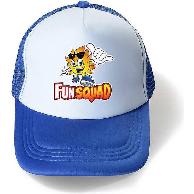 (Blue White, One size) Kids Boys Girls Fun Squad Gamer Mesh Baseball Cap Summer Snapback Hats Adjustable Sun Hat Gift -NMAOV