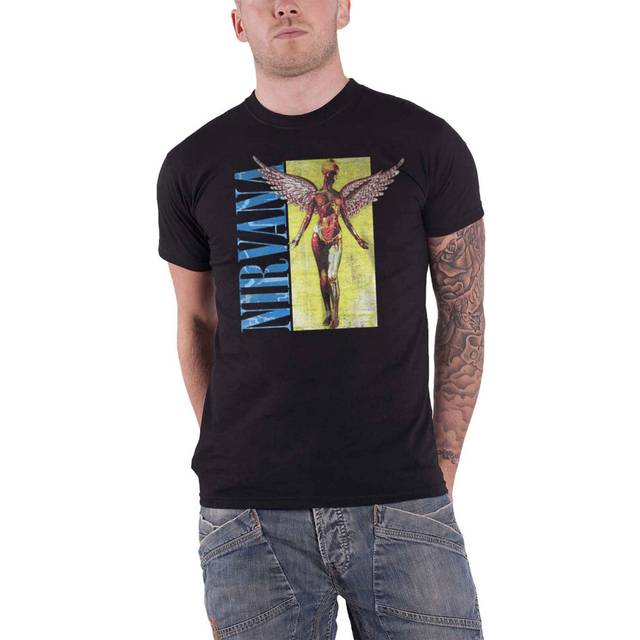 Nirvana T Shirt In Utero vintage band logo new Official Mens Black