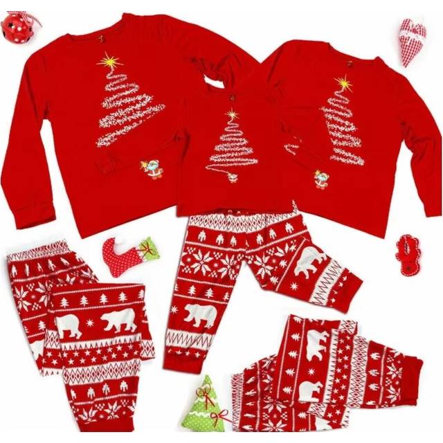 (Mom-UK 14) 2024 Christmas Family Matching Pajamas Adults Kids Family Outfit Xmas Sleepwear