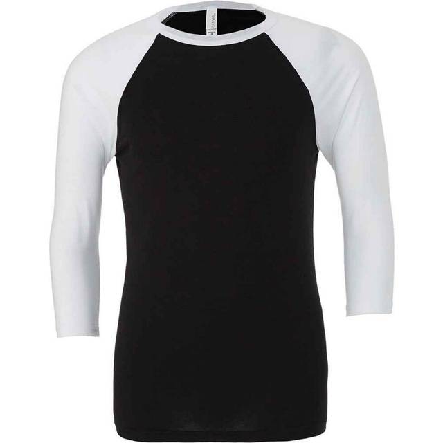 (XS, Black/White) Canvas Unisex Adult 3/4 Sleeve Baseball T-Shirt