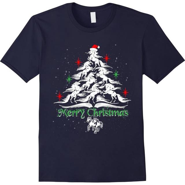 (M) Horse Xmas Tee Ugly Horses Family Christmas Sweaters T-shirt-Father's Day