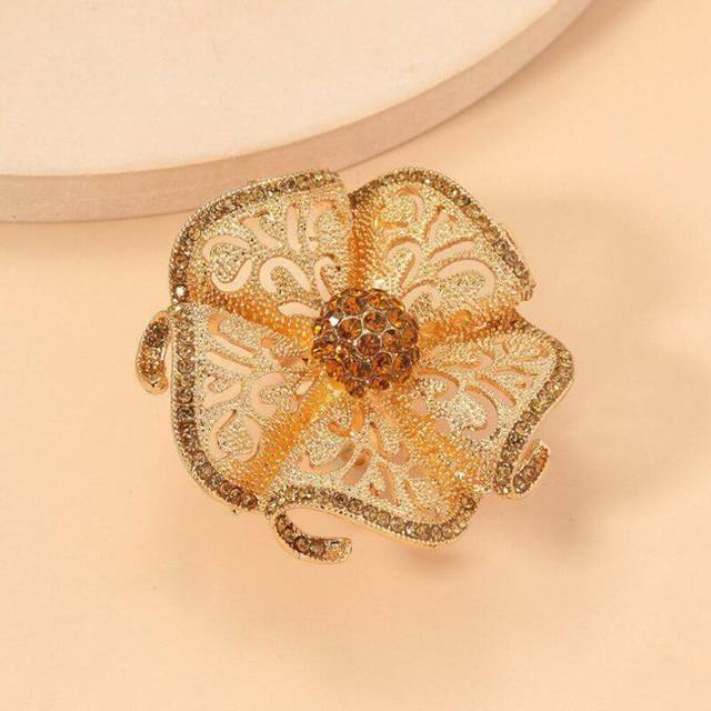 Oversize Geometric Hollow Flower Rings For Women Adjustable Big Ring Wedding Accessories Rings Jewelry champagne
