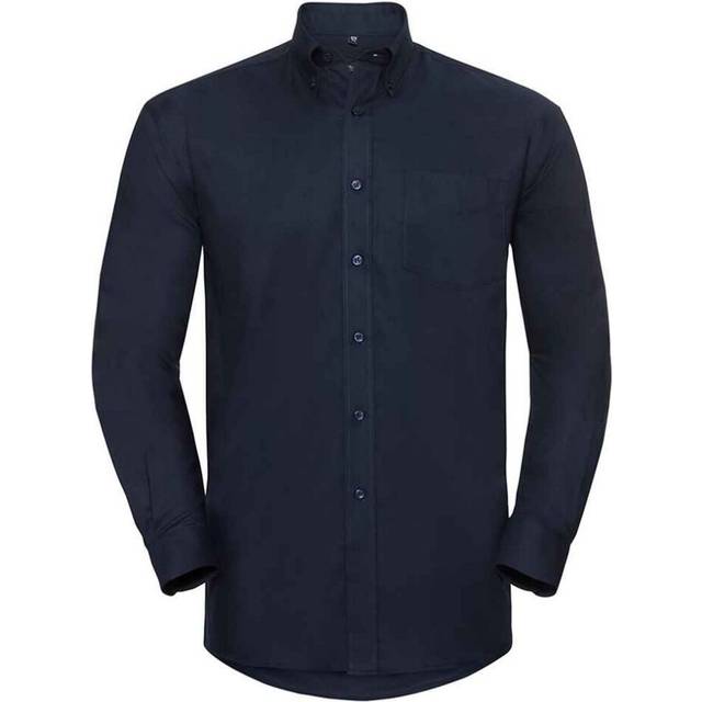 (15in, Bright Navy) Russell Collection Mens Oxford Long-Sleeved Formal Shirt