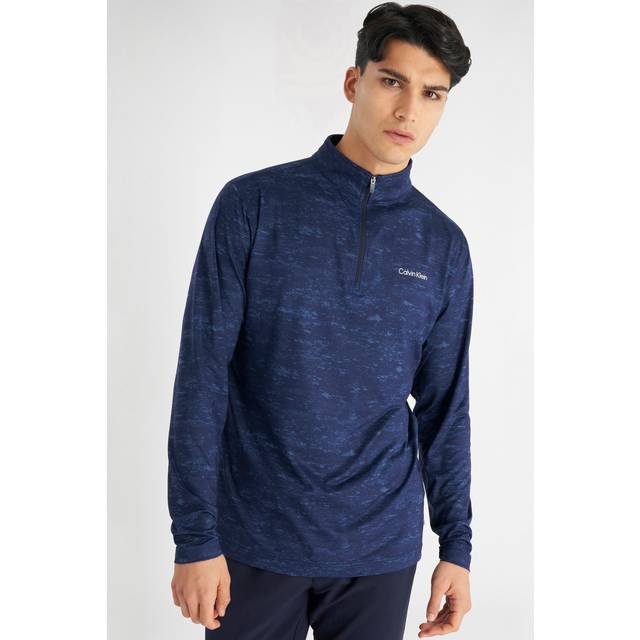 (XXL, Evening Blue) Calvin Klein Mens Newport Half Zip Thermal Breathable Lightweight Sweater
