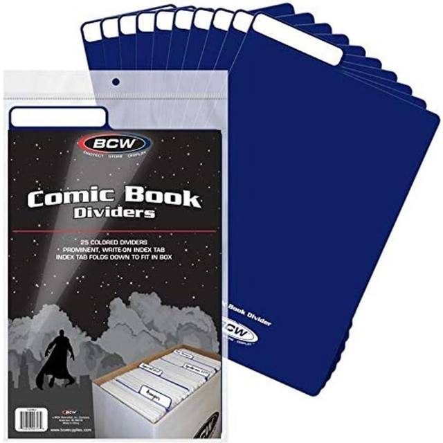 BCW Comic Dividers - 25 Pack | Archival Polyethylene Plastic Dividers | Organize Comics Efficiently in Storage Boxes | Write-On Index Tab (Green)