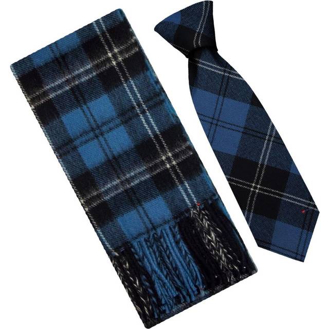 Ramsay Blue Ancient Tartan Plaid Lambswool Scarf & Tie Gift Set