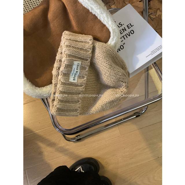 (Khaki) Stylish Loose Fit Winter Beanie Soft Cotton Yarn For Large Heads Warm And Cozy