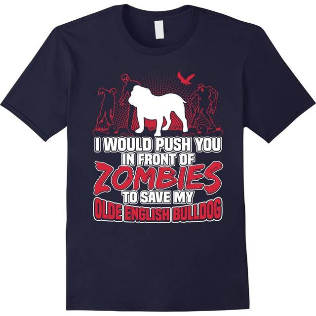 (XXXL) Olde English Bulldog and Zombies Halloween Gifts T Shirt-Father's Day