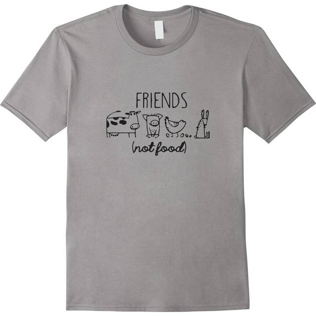 (XXL) Vegan: Friends not Food vegetarian animal lover T shirt 2016-Father's Day