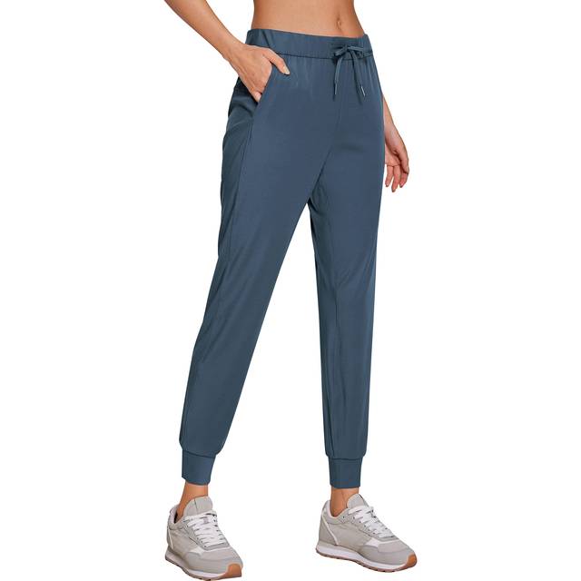 "CRZ YOGA 4-Way Stretch Workout Joggers for Women 28"""""""" - Casual Travel Pants Lounge Athletic Sweatpants with Pockets Slate Blue Small"