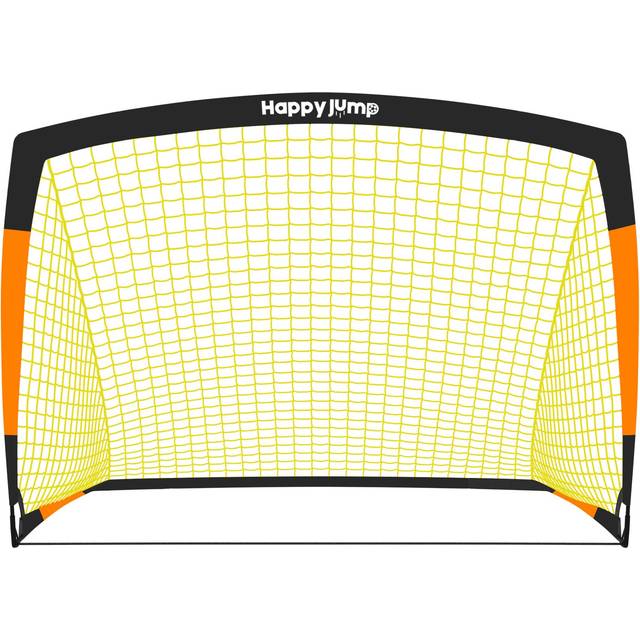 Happy Jump Football Goal Pop Up Football Net Post for Garden Training Festive Gift -5'x3.6'(Black+Orange) -1 Pack