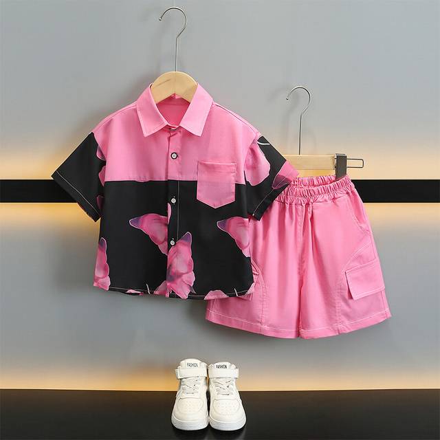 (StyleF) Korean Stylish Summer Clothing Set For Boys Comfortable Short Sleeve Shirt And Lightweight Shorts