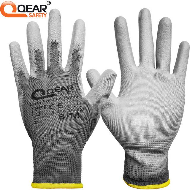 (Grey 12 Pairs) 12 Pairs PU Thin Work Safety Gloves, Multi-Function, Light-Weight, Anti-Slip,