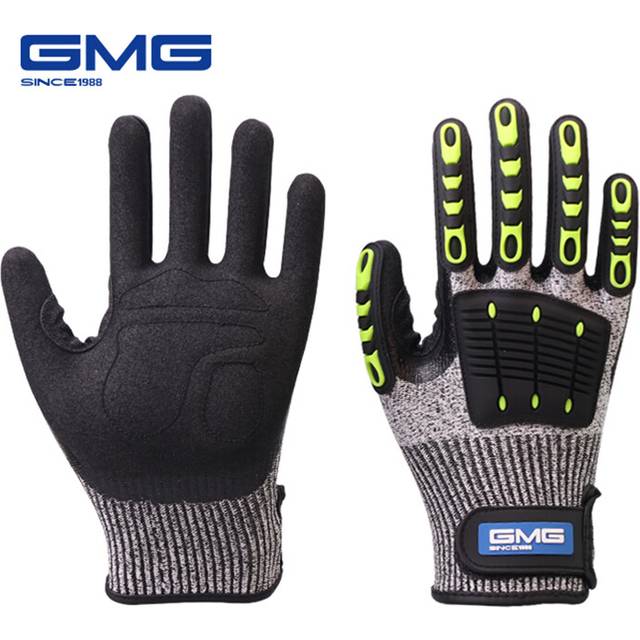 (1  pair) Cut Resistant Gloves Anti Impact Vibration Oil GMG TPR Safety Work Gloves