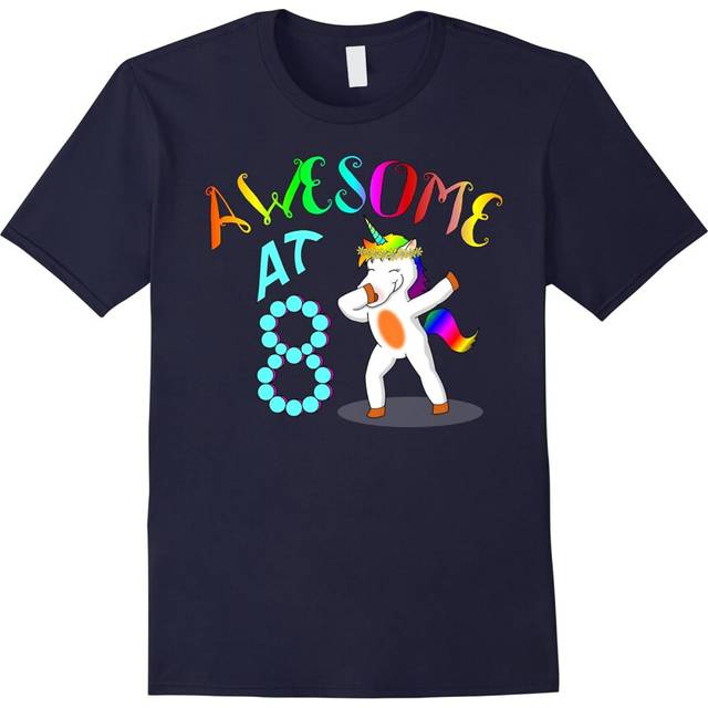 (M) Funny Dabbing Unicorn 8th Year Old Birthday Gifts Tee Shirts-Father's Day