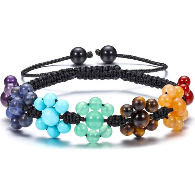 Bead Chakra Bracelet 7 Chakras Healing Crystals Bracelet Yoga Stone Beads Bracelets Meditation Relax Anxiety Bangle for Womens Mens