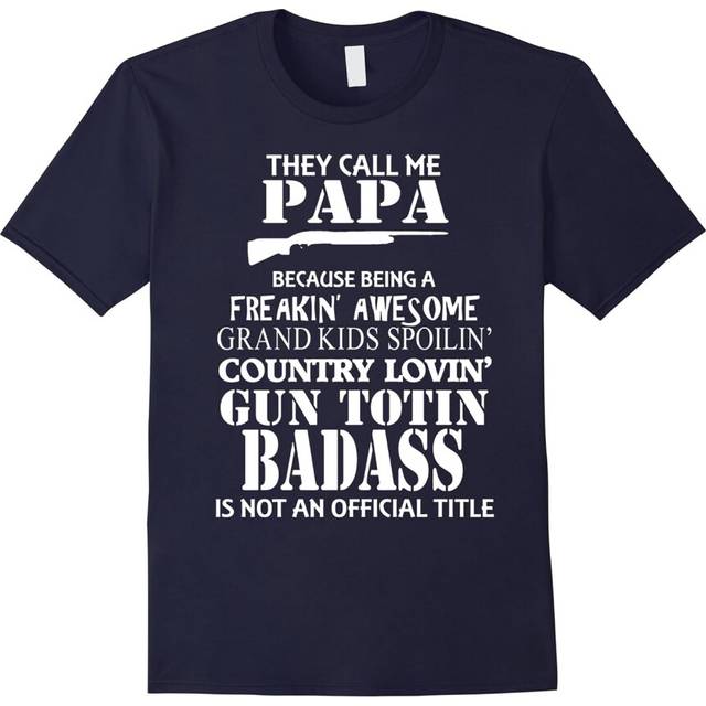 (XXL) Men's Veteran Papa Father's Day Gifts For Gun Lover Badass Dad Tee-Father's Day