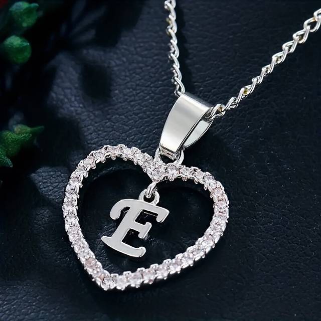 (E) Bohemian Style Heart-shaped Letter Pendant Necklace