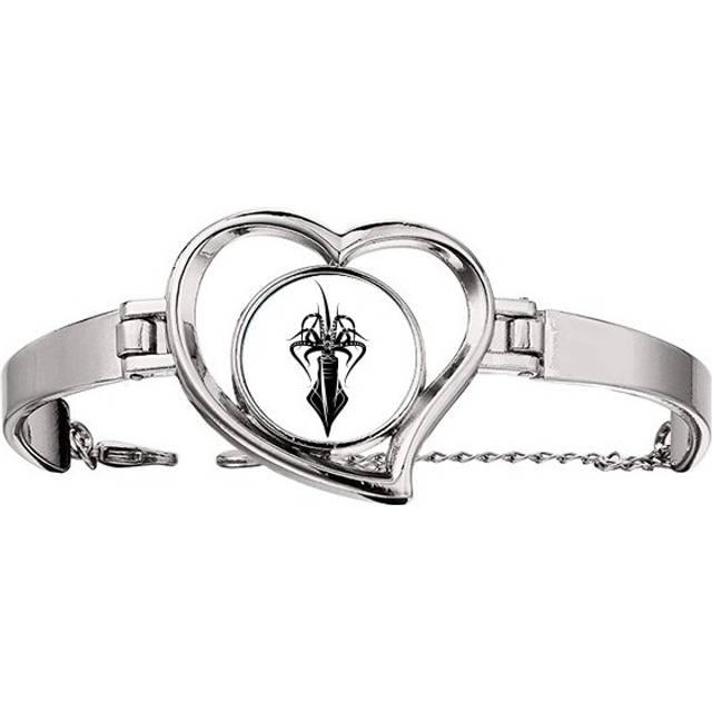 Marine Life Black Octopus Illustration Bracelet Heart Jewelry Wire Bangle