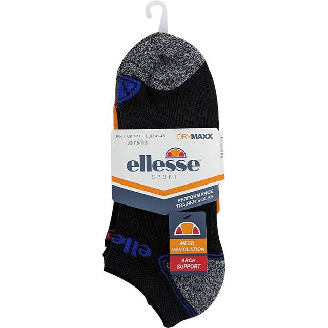 (Black and Blue, UK 7-11) ELLESSE Mens Low Cut Socks 3 Pack