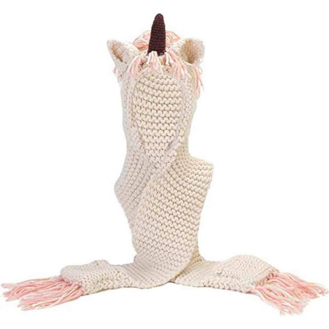 "(Small, Green) Winter Kids Unicorn Hood Hat Scarf Gloves Set - Soft & Warm Knit, Gift for Boys"""