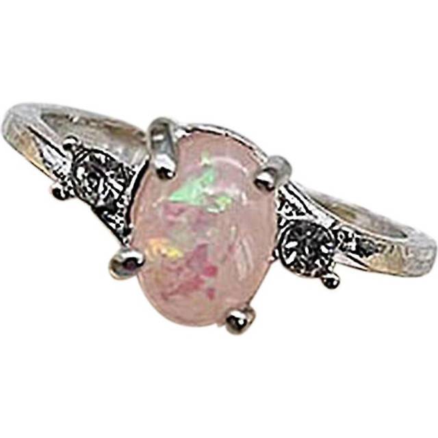 (6, Pink) White Fire Opal Ring For Women Wedding Party Silver Rings Jewelry Size 6-10 - Exquisite Design, Perfect Gift For Any Occasion - Jxlgv