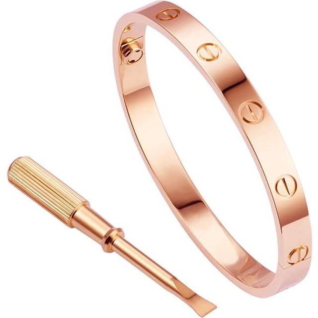 (as the picture, One Size) Love Series Bracelet Bangle Screw Design Hinge Stainless Steel Jewelry