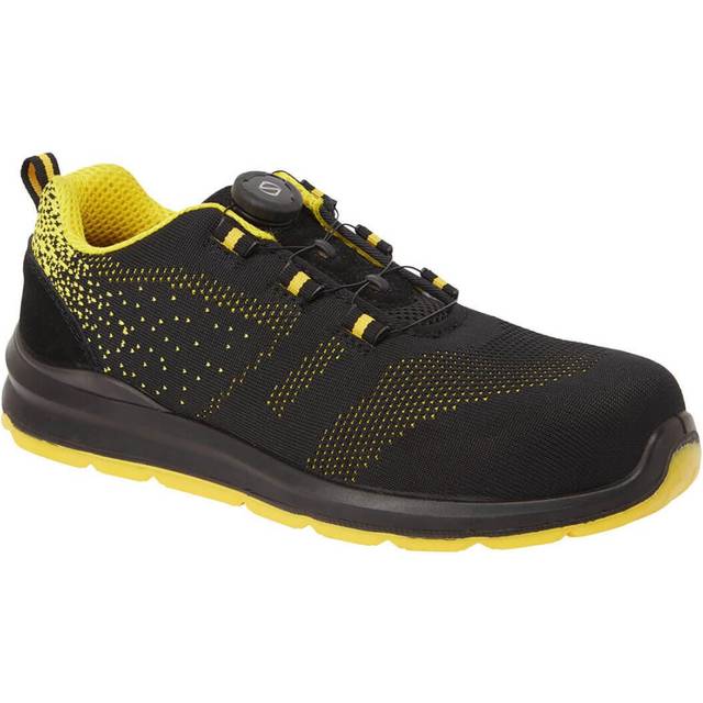 (4 UK, Black/Yellow) Portwest Mens Knitted Wire Lace Safety Trainers