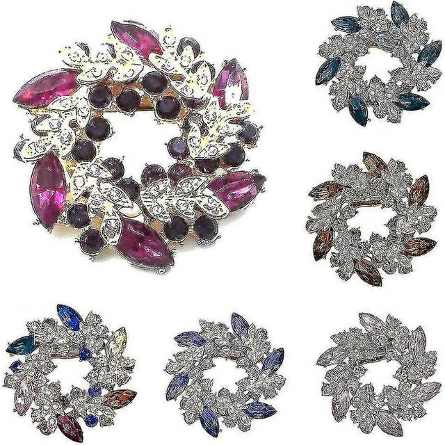 (Colorful, One size) Fashion Ladies Rhinestone Flower Bouquet Brooch Pin Scarf Bag Jewelry Charm