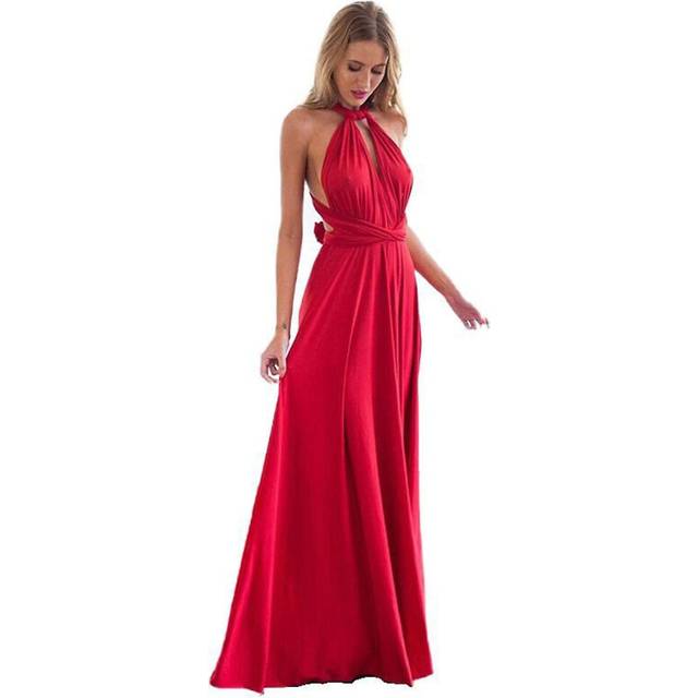 (XL, Red) Womens Sexy Backless Sleeveless Off Shoulder Cocktail Dress Bandage Cross Bridesmaid Long - Jxlgv
