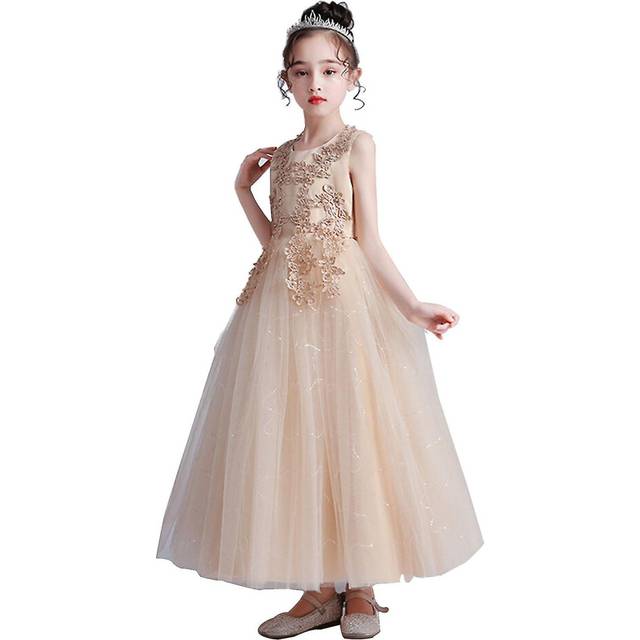 (160, Champagne) Multicolor Flower Girl Dresses For Wedding Princess First Communion Dress For 5-13 Years Old Girls