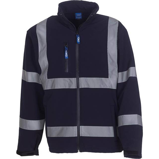 (3XL, Navy) Yoko Unisex Adult Hi-Vis Soft Shell Jacket