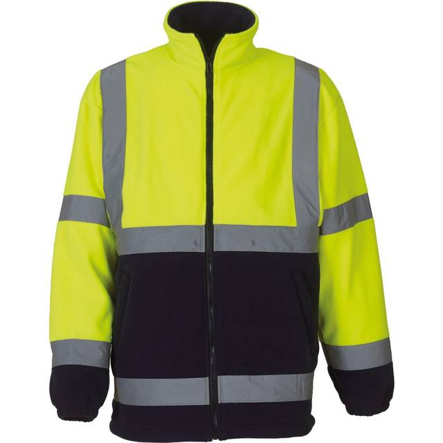 (M, Yellow/ Navy) Yoko Mens Hi Vis Heavyweight Fleece Jacket (Pack of 2)