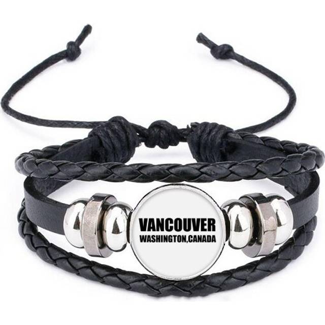 vancouver  canada city country bracelet braided leather woven  wristband