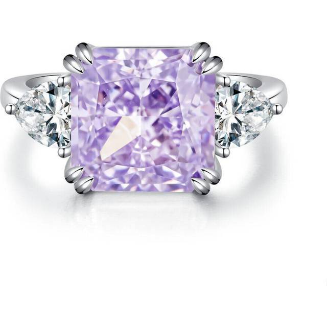(purple, 6) Tancise 6 Colors S925 Sterling Silver Ring Women&apos;s 5 Carat Square Ice Cut High Carbon Diamond