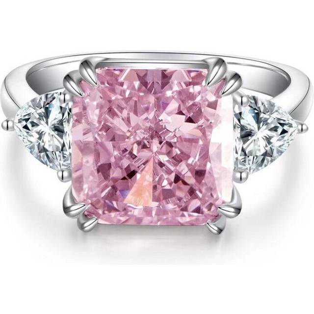 (pink, 7) Tancise 6 Colors S925 Sterling Silver Ring Women&apos;s 5 Carat Square Ice Cut High Carbon Diamond