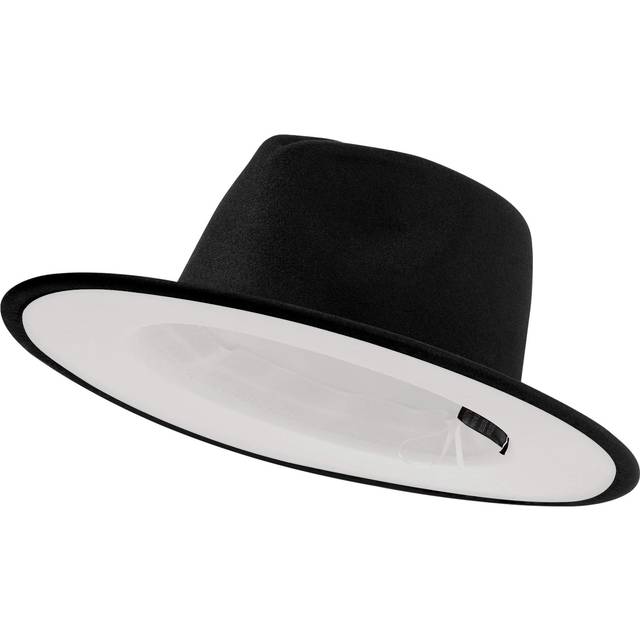jingsha Women & Men Two Tone Wide Brim Fedora Hats Felt Panama Hats Mens Dress Hats with Belt Buckle