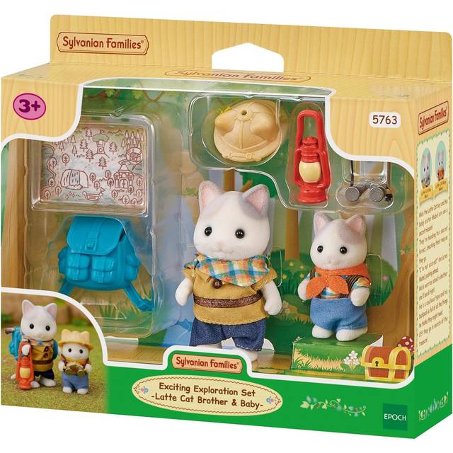 Sylvanian Families - 5763 Exciting Exploration Set -Latte Cat Brother & Baby - Dollhouse Playsets