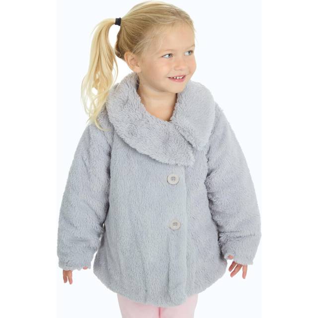 (Grey, 2-3 Years) Metzuyan Toddler Girls Cape Coat Faux Fur Collar Fluffy Jacket Christening Winter Fur Shrug Bolero Fur Cape Coats White Grey 2-4 Yea