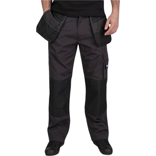(32L, Grey/Black) Lee Cooper Mens Holster Pocket Work Cargo Trousers