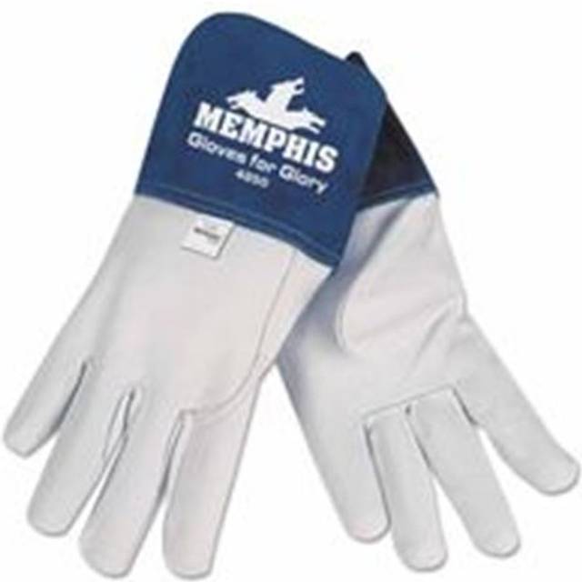Goat Mig & Tig Welders Gloves, Large, Goatskin, Unlined, White, Blue