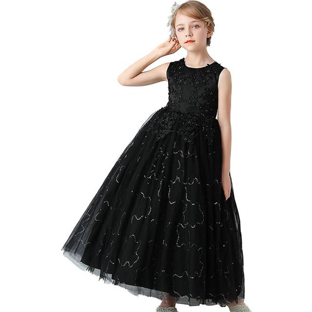 (170, Black) Flower Girl Dress For Wedding Kids Lace Pageant Ball Gowns - JXLGV