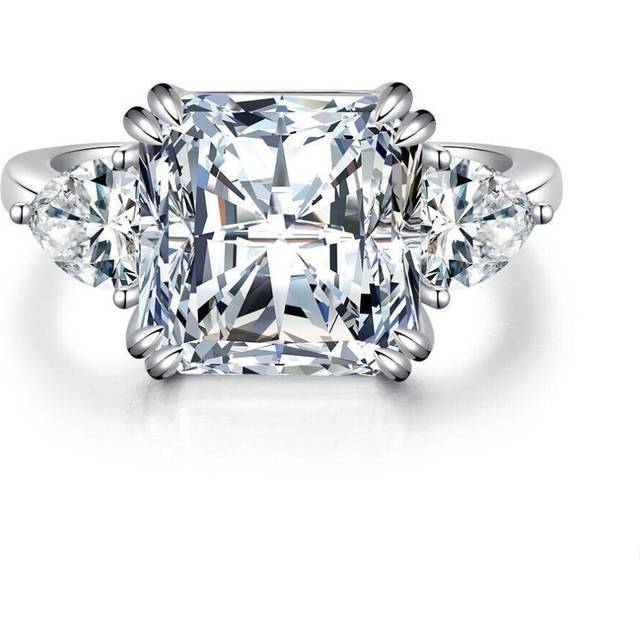 (white, 7) Tancise 6 Colors S925 Sterling Silver Ring Women&apos;s 5 Carat Square Ice Cut High Carbon Diamond